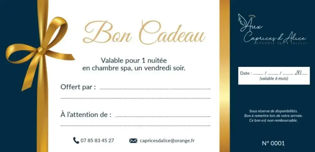 Exemple de bon cadeau Aux Caprices d’Alice
